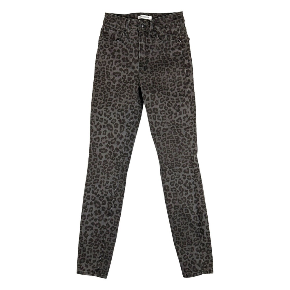 Good American Womens 0/25 Good Legs High Waist Jeans Gray Leopard Animal Print